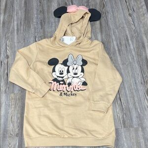 Disney Kids Tan Hoodie with Mickey & Minnie Design